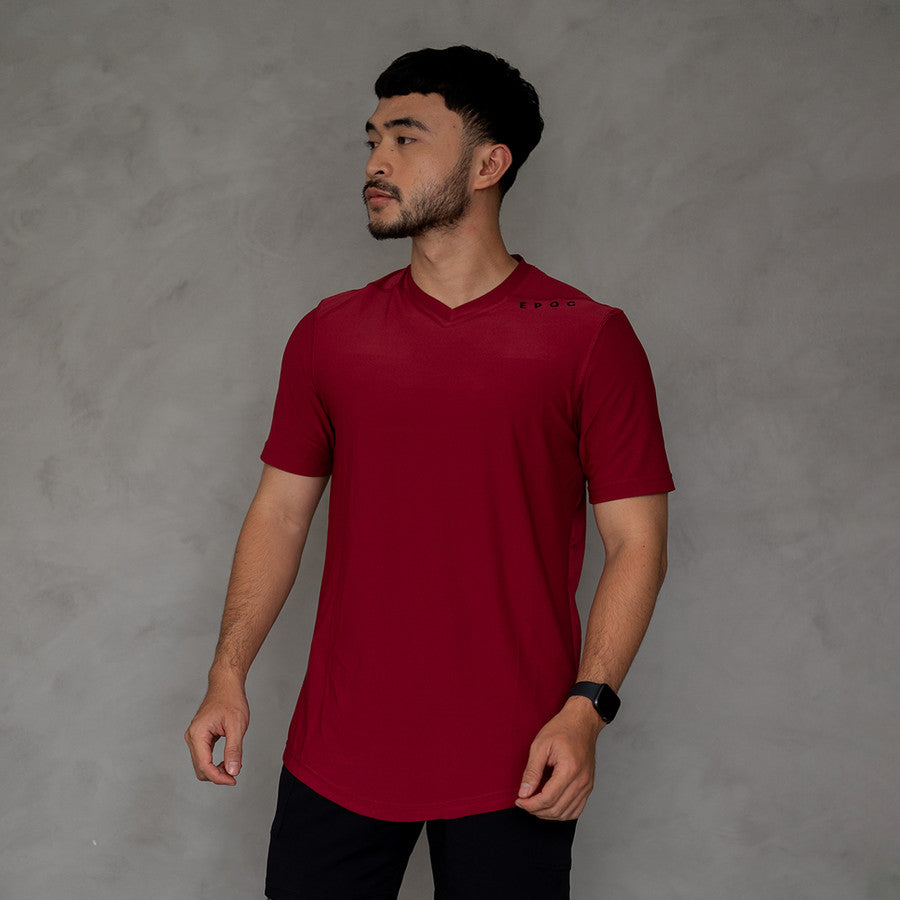 EPOC Versatile V-neck Tee Earth Red - Kaos EPOC Kerah V Merah Maroon