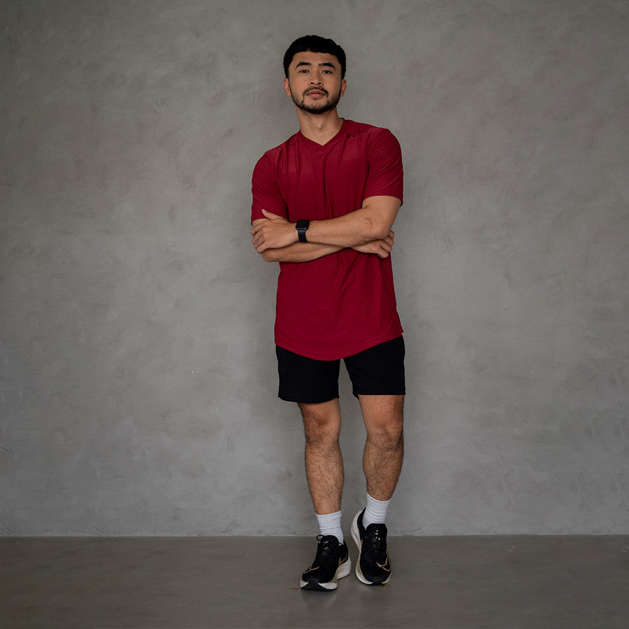 EPOC Versatile V-neck Tee Earth Red - Kaos EPOC Kerah V Merah Maroon