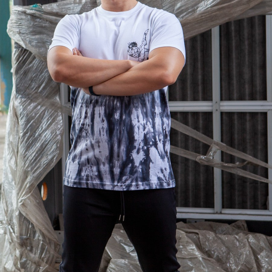 EPOC X Baki Tie Dye White T Shirt - Kaos Katun Dip Dye Putih Baki