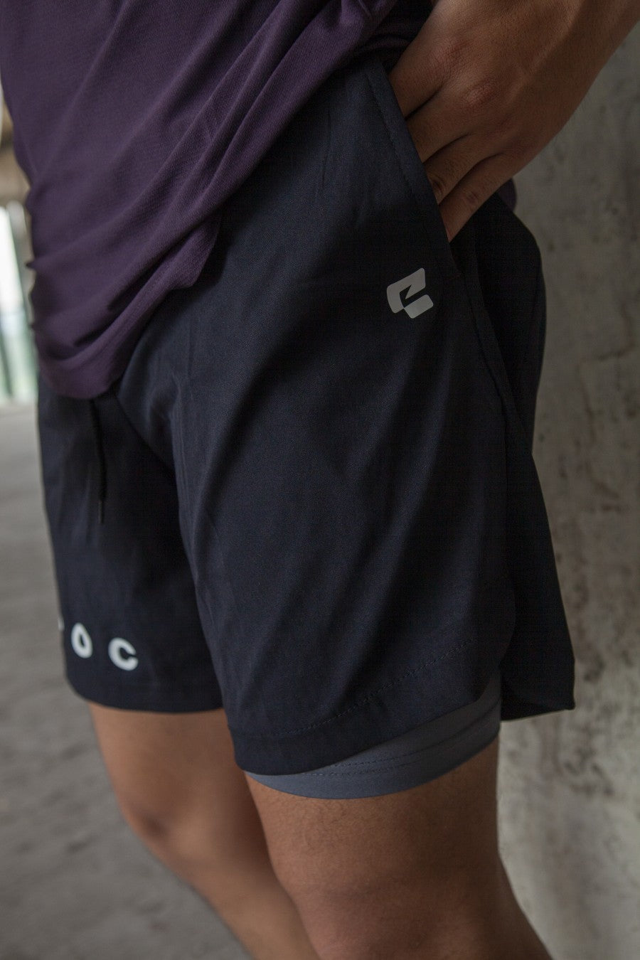 EPOC 2in1 Workout Short Black - Celana Pendek dengan lapisan dalam