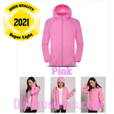 Jaket Parka Saku Proteksi Sinar UV Potongan 3D (Water-Repellent) PINK LIGHT jaket senam jaket olahrata jaket travel jaket lari jaket grup jaket tim