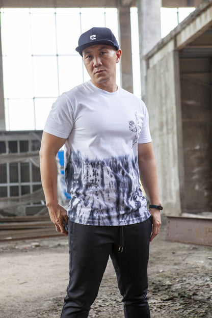 EPOC X Baki Tie Dye White T Shirt - Kaos Katun Dip Dye Putih Baki