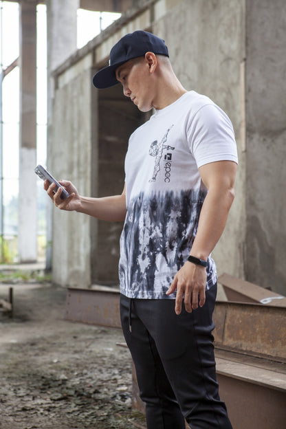 EPOC X Baki Tie Dye White T Shirt - Kaos Katun Dip Dye Putih Baki