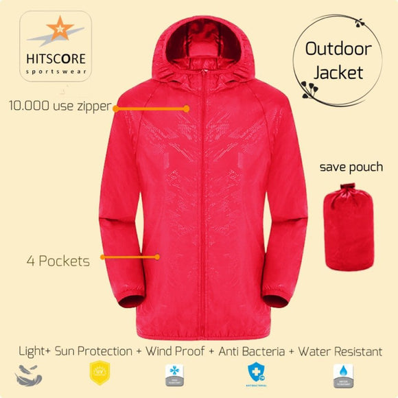 Poket Outdoor Jaket Parasut Tipis Tissue Warna Merah