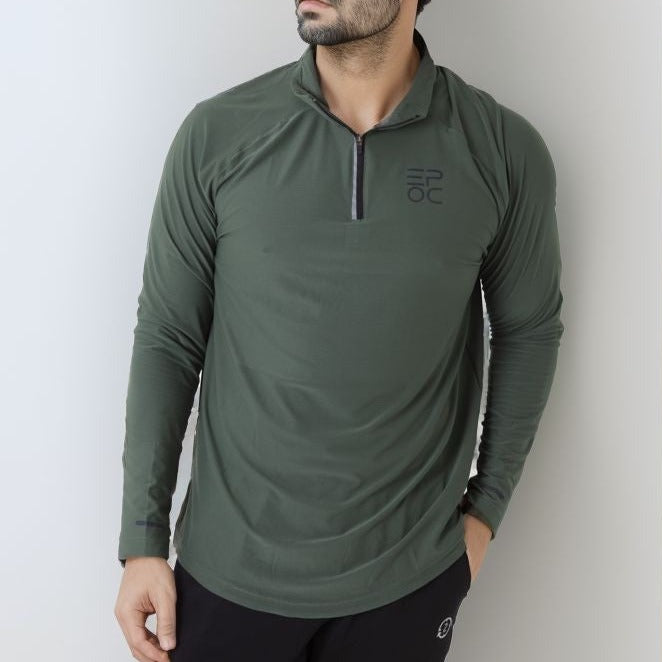 EPOC Long Sleeve Quarter Zip "Cyber" - Olive Green