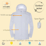 Jaket Parka Saku Proteksi Sinar UV Potongan 3D (Water-Repellent) White water resistant jaket olahraga jaket sport jaket lari jaket senam jaket warna putih