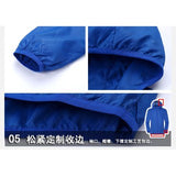 aket Parka Saku Proteksi Sinar UV Potongan 3D (Water-Repellent) Blue jaket senam jaket olahrata jaket travel jaket lari jaket grup jaket tim