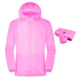 Jaket Parka Saku Proteksi Sinar UV Potongan 3D (Water-Repellent) PINK LIGHT jaket senam jaket olahrata jaket travel jaket lari jaket grup jaket tim