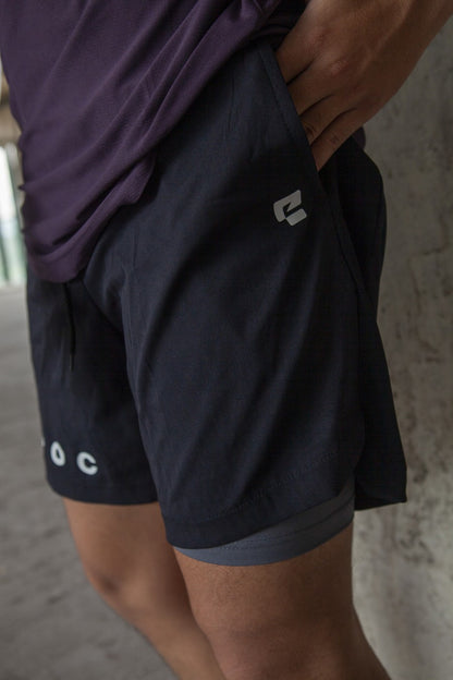 EPOC 2in1 Workout Short Black - Celana Pendek dengan lapisan dalam
